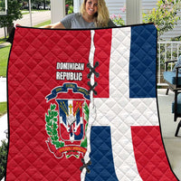 Dominican Republic Flag Half Zip Design Quilt with Coat of Arms and Taino Symbol - Wonder Print Shop