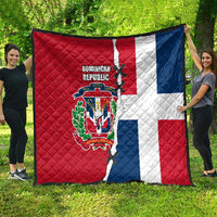 Dominican Republic Flag Half Zip Design Quilt with Coat of Arms and Taino Symbol - Wonder Print Shop