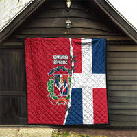 Dominican Republic Flag Half Zip Design Quilt with Coat of Arms and Taino Symbol - Wonder Print Shop