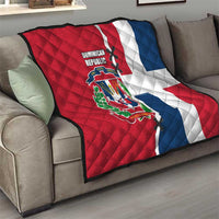Dominican Republic Flag Half Zip Design Quilt with Coat of Arms and Taino Symbol - Wonder Print Shop