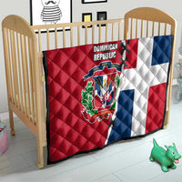 Dominican Republic Flag Half Zip Design Quilt with Coat of Arms and Taino Symbol - Wonder Print Shop