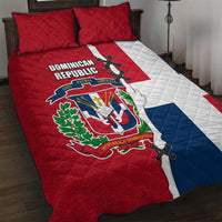 Dominican Republic Flag Half Zip Design Quilt Bed Set with Coat of Arms and Taino Symbol - Wonder Print Shop