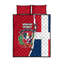 Dominican Republic Flag Half Zip Design Quilt Bed Set with Coat of Arms and Taino Symbol - Wonder Print Shop