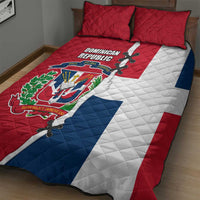 Dominican Republic Flag Half Zip Design Quilt Bed Set with Coat of Arms and Taino Symbol - Wonder Print Shop