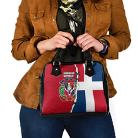 Dominican Republic Flag Half Zip Design Shoulder Handbag with Coat of Arms and Taino Symbol - Wonder Print Shop