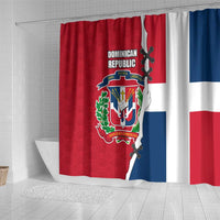 Dominican Republic Flag Half Zip Design Shower Curtain with Coat of Arms and Taino Symbol - Wonder Print Shop