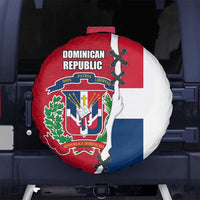 Dominican Republic Flag Half Zip Design Spare Tire Cover with Coat of Arms and Taino Symbol - Wonder Print Shop