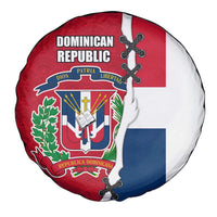 Dominican Republic Flag Half Zip Design Spare Tire Cover with Coat of Arms and Taino Symbol - Wonder Print Shop