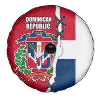 Dominican Republic Flag Half Zip Design Spare Tire Cover with Coat of Arms and Taino Symbol - Wonder Print Shop