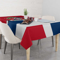 Dominican Republic Flag Half Zip Design Tablecloth with Coat of Arms and Taino Symbol - Wonder Print Shop