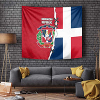 Dominican Republic Flag Half Zip Design Tapestry with Coat of Arms and Taino Symbol - Wonder Print Shop