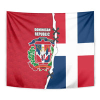 Dominican Republic Flag Half Zip Design Tapestry with Coat of Arms and Taino Symbol - Wonder Print Shop