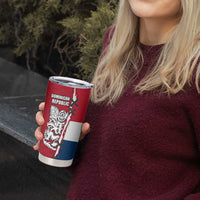 Dominican Republic Flag Half Zip Design Tumbler Cup with Coat of Arms and Taino Symbol - Wonder Print Shop