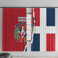 Dominican Republic Flag Half Zip Design Window Curtain with Coat of Arms and Taino Symbol - Wonder Print Shop