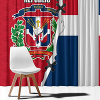 Dominican Republic Flag Half Zip Design Window Curtain with Coat of Arms and Taino Symbol - Wonder Print Shop