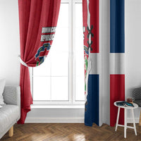 Dominican Republic Flag Half Zip Design Window Curtain with Coat of Arms and Taino Symbol - Wonder Print Shop