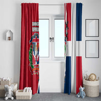 Dominican Republic Flag Half Zip Design Window Curtain with Coat of Arms and Taino Symbol - Wonder Print Shop
