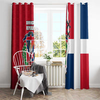 Dominican Republic Flag Half Zip Design Window Curtain with Coat of Arms and Taino Symbol - Wonder Print Shop
