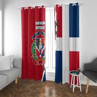 Dominican Republic Flag Half Zip Design Window Curtain with Coat of Arms and Taino Symbol - Wonder Print Shop