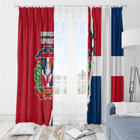 Dominican Republic Flag Half Zip Design Window Curtain with Coat of Arms and Taino Symbol - Wonder Print Shop