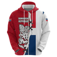 Dominican Republic Flag Half Zip Design Zip Hoodie with Coat of Arms and Taino Symbol - Wonder Print Shop