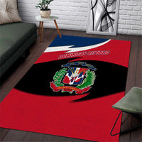 Dominican Republic Flag Area Rug with Map National Coat of Arms Island Silhouette - Wonder Print Shop