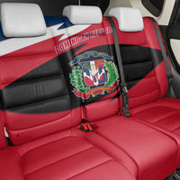 Dominican Republic Flag Back Car Seat Cover with Map National Coat of Arms Island Silhouette - Wonder Print Shop