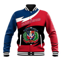 Dominican Republic Flag Baseball Jacket with Map National Coat of Arms Island Silhouette - Wonder Print Shop