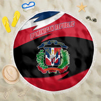 Dominican Republic Flag Beach Blanket with Map National Coat of Arms Island Silhouette - Wonder Print Shop