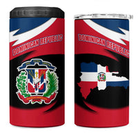 Dominican Republic Flag 4 in 1 Can Cooler Tumbler with Map National Coat of Arms Island Silhouette - Wonder Print Shop