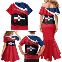 Dominican Republic Flag Family Matching Mermaid Dress and Hawaiian Shirt with Map National Coat of Arms Island Silhouette - Wonder Print Shop