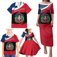 Dominican Republic Flag Family Matching Puletasi and Hawaiian Shirt with Map National Coat of Arms Island Silhouette - Wonder Print Shop