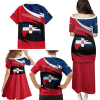 Dominican Republic Flag Family Matching Puletasi and Hawaiian Shirt with Map National Coat of Arms Island Silhouette - Wonder Print Shop