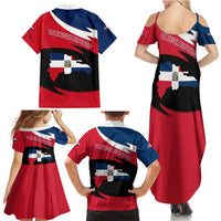 Dominican Republic Flag Family Matching Summer Maxi Dress and Hawaiian Shirt with Map National Coat of Arms Island Silhouette - Wonder Print Shop