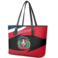 Dominican Republic Flag Leather Tote Bag with Map National Coat of Arms Island Silhouette - Wonder Print Shop
