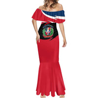 Dominican Republic Flag Mermaid Dress with Map National Coat of Arms Island Silhouette - Wonder Print Shop