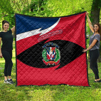 Dominican Republic Flag Quilt with Map National Coat of Arms Island Silhouette - Wonder Print Shop