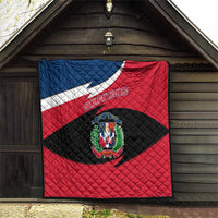 Dominican Republic Flag Quilt with Map National Coat of Arms Island Silhouette - Wonder Print Shop