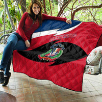 Dominican Republic Flag Quilt with Map National Coat of Arms Island Silhouette - Wonder Print Shop