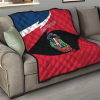 Dominican Republic Flag Quilt with Map National Coat of Arms Island Silhouette - Wonder Print Shop
