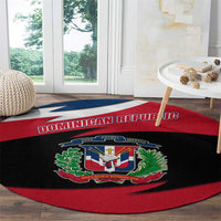 Dominican Republic Flag Round Carpet with Map National Coat of Arms Island Silhouette - Wonder Print Shop
