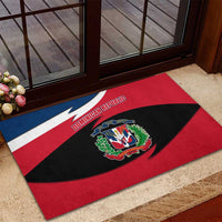 Dominican Republic Flag Rubber Doormat with Map National Coat of Arms Island Silhouette - Wonder Print Shop