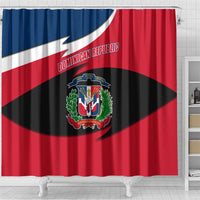 Dominican Republic Flag Shower Curtain with Map National Coat of Arms Island Silhouette - Wonder Print Shop