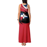 Dominican Republic Flag Tank Maxi Dress with Map National Coat of Arms Island Silhouette - Wonder Print Shop