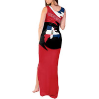 Dominican Republic Flag Tank Maxi Dress with Map National Coat of Arms Island Silhouette - Wonder Print Shop