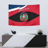 Dominican Republic Flag Tapestry with Map National Coat of Arms Island Silhouette - Wonder Print Shop