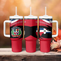 Dominican Republic Flag Tumbler With Handle with Map National Coat of Arms Island Silhouette - Wonder Print Shop