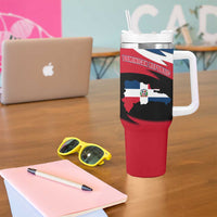 Dominican Republic Flag Tumbler With Handle with Map National Coat of Arms Island Silhouette - Wonder Print Shop