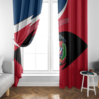 Dominican Republic Flag Window Curtain with Map National Coat of Arms Island Silhouette - Wonder Print Shop