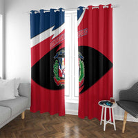 Dominican Republic Flag Window Curtain with Map National Coat of Arms Island Silhouette - Wonder Print Shop